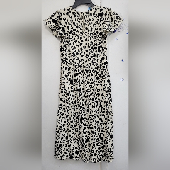 NWT Who What Wear Linen Dress Leopard Print Short Flutter Sleeve Size Xsmall - Picture 5 of 6